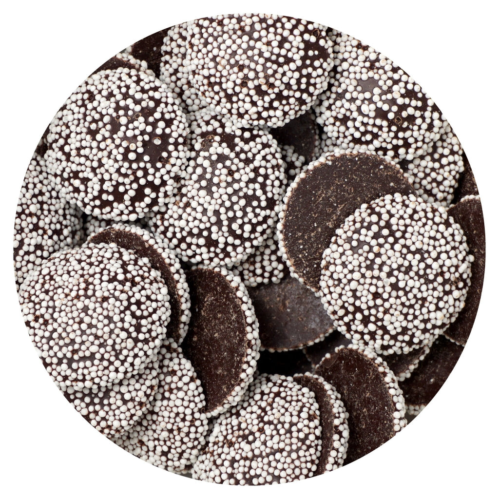 White Nonpareils Dark Chocolate Candy Bulk Bag