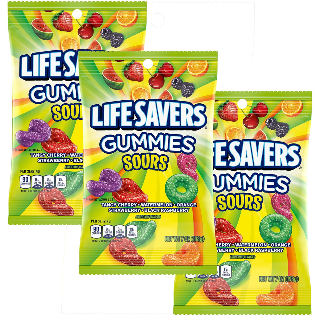 Life Savers Sours Gummies, 7oz Gummy Bag (3 Pack)