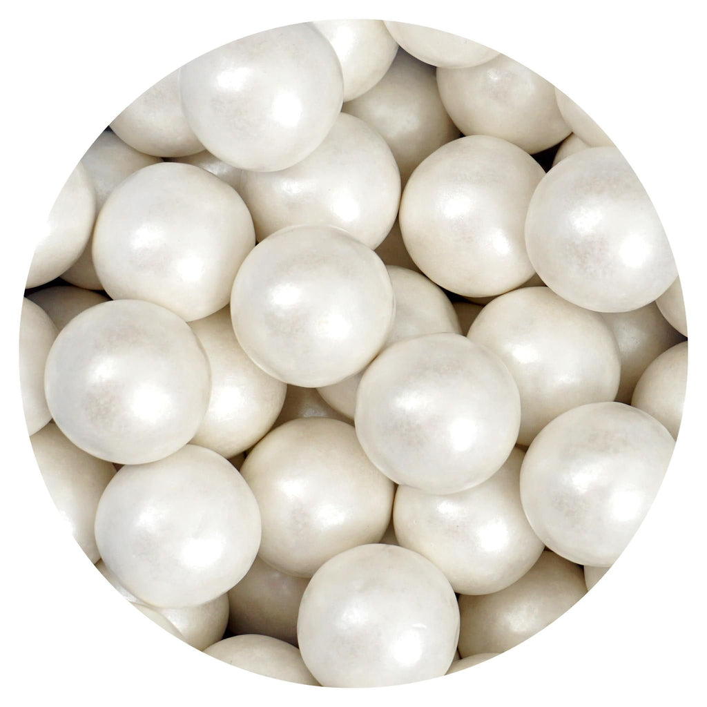 White Shimmer Gumballs 1 Inch, 2 Pound Bulk Bag