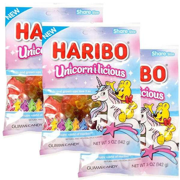 Haribo Unicorn-i-licious, 5oz Gummy Candy Bag (3 Pack)