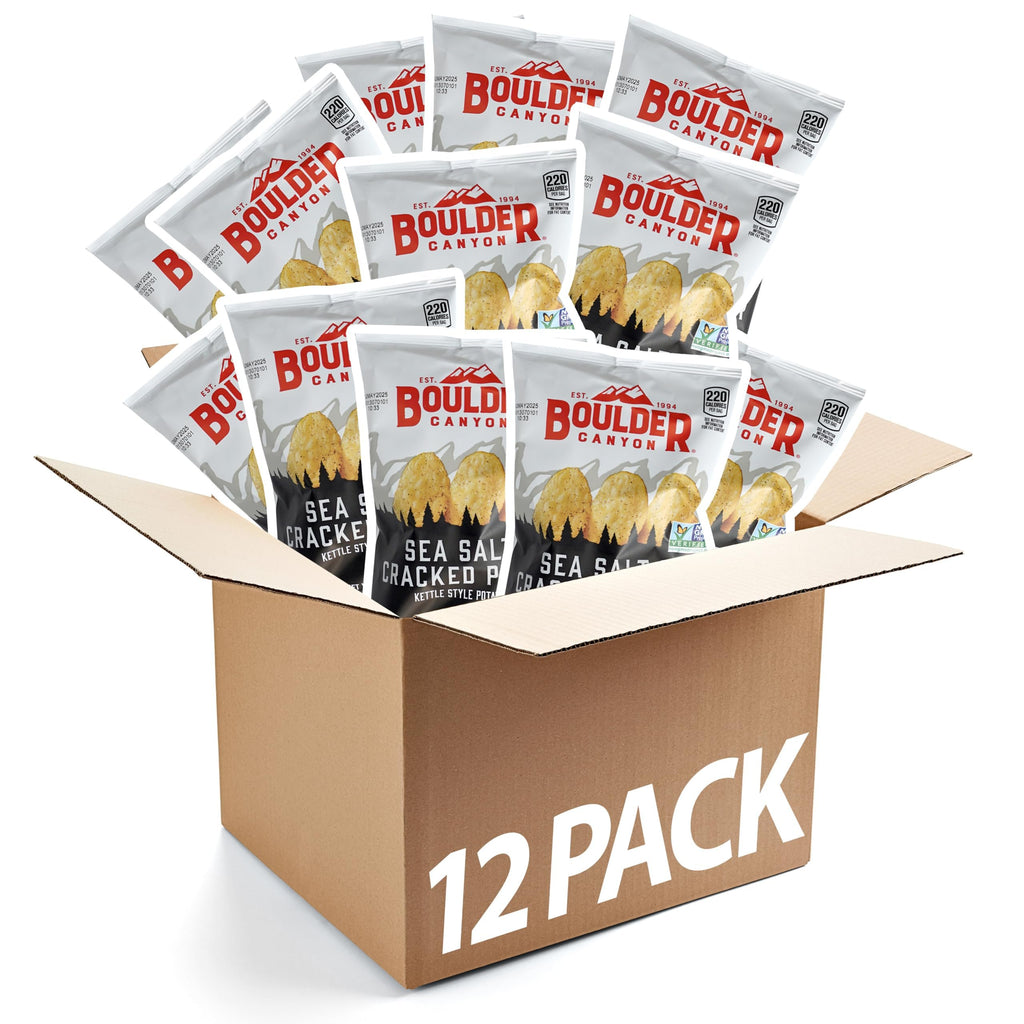 Boulder Canyon Sea Salt & Cracked Pepper Potato Chips, 1.5 Ounce (Pack of 12)