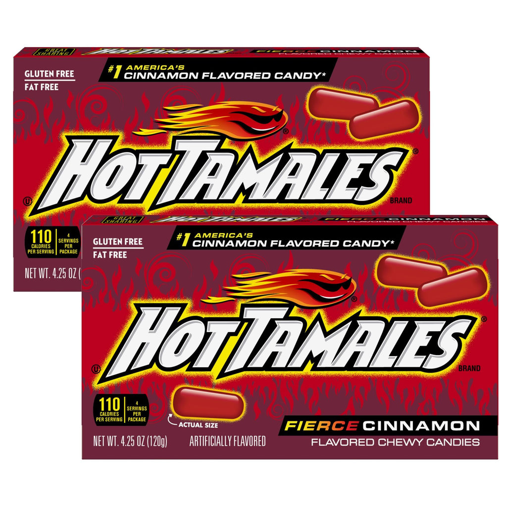 Hot Tamales Fierce Cinnamon Candy, 4.25oz Theater Box (Pack of 2)