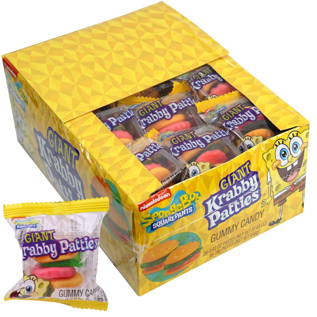 SpongeBob Squarepants Giant Krabby Patties Gummy Candy, 22.68 Oz. (Pack of 36)