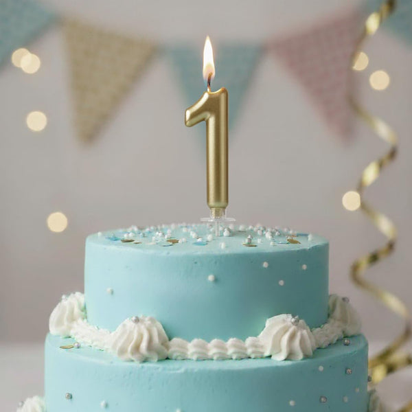 Gold Number Candle, 5.75 Inch