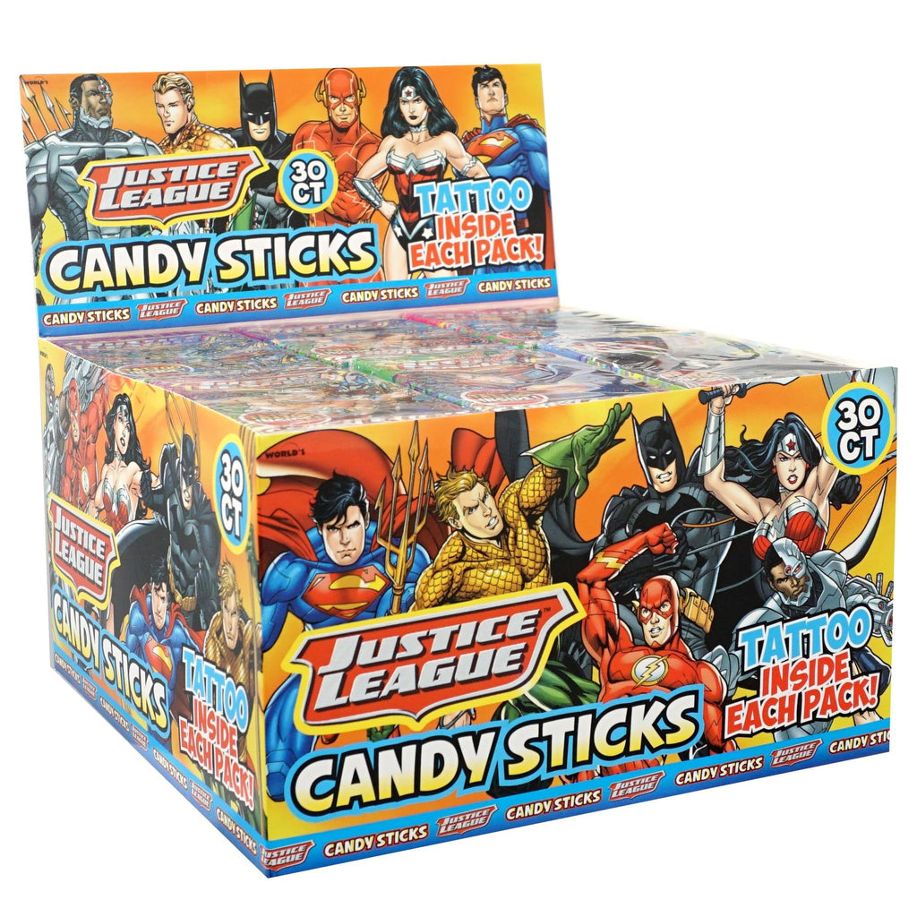 Justice League Superhero Candy Sticks & Tattoo, 30 Pack
