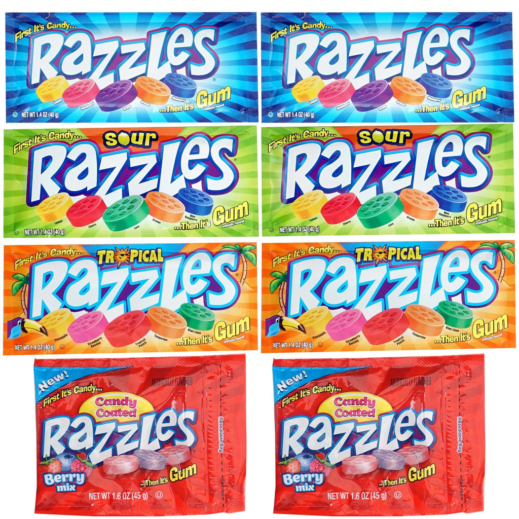 Razzles Candy Gum, 8 Pack Gum Variety
