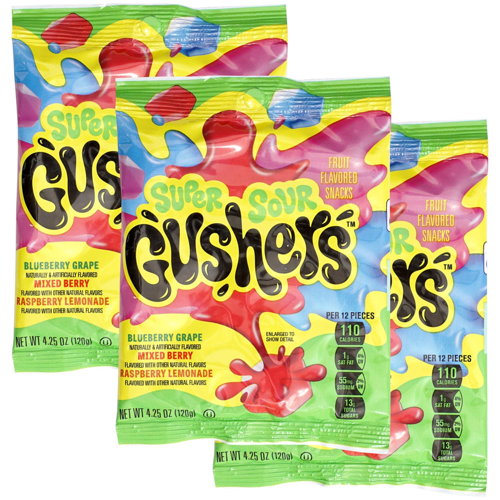 Gushers Super Sour, 4.25 Ounce Bags (3 Pack)