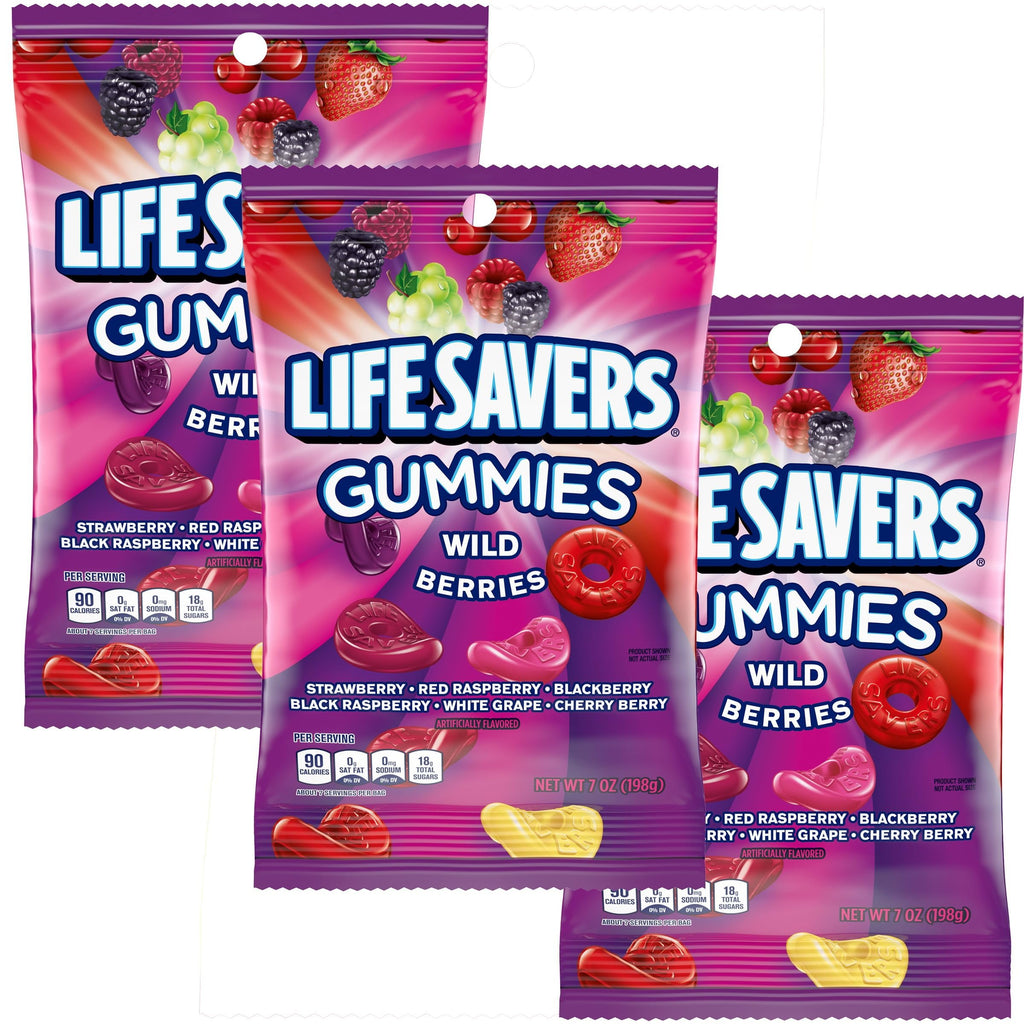 Life Savers Wild Berries Gummies, 7oz Gummy Bag (3 Pack)