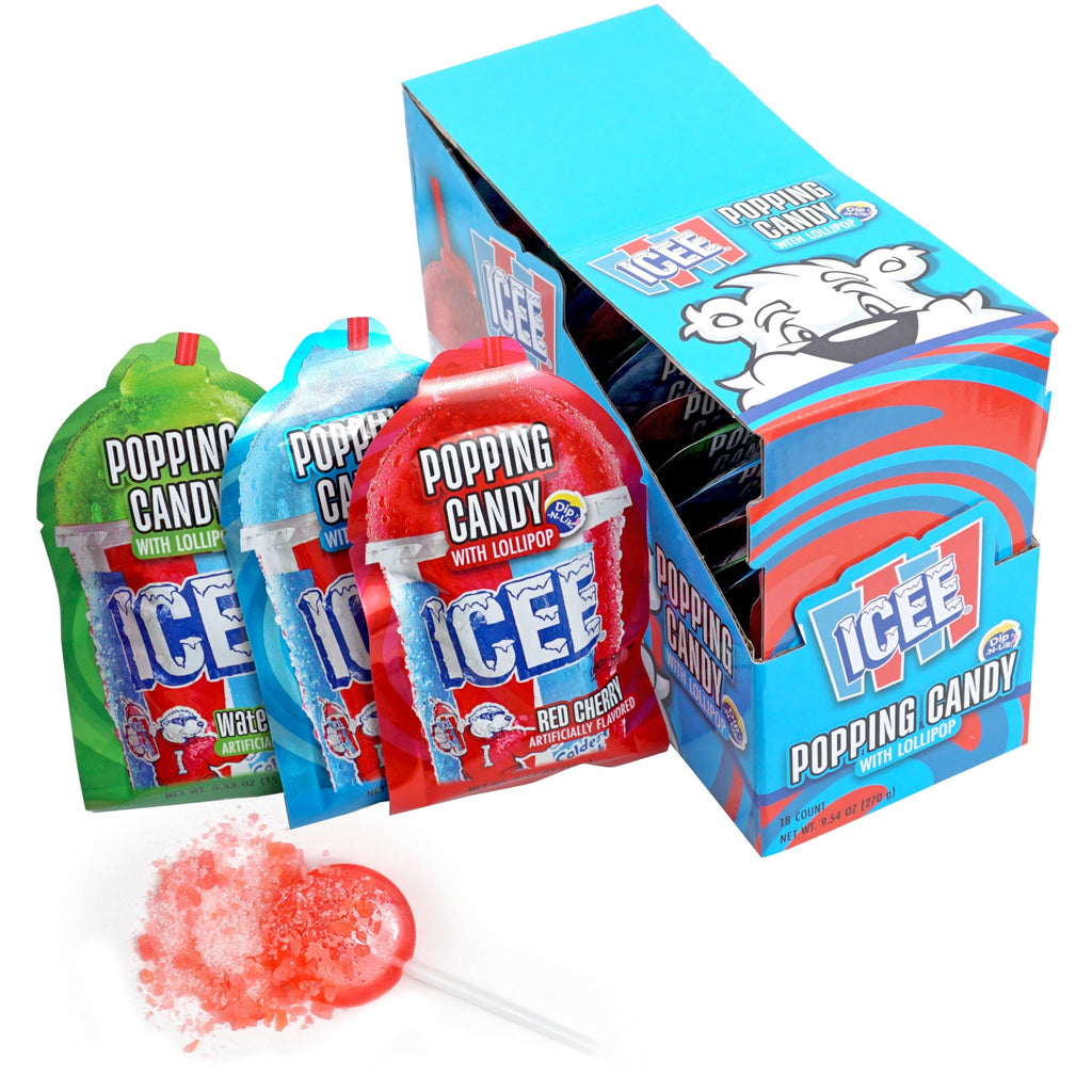 Icee Popping Candy with Lollipop, 18 Pack