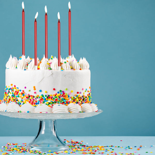 Red Metallic Straight Candles, 24 Pack