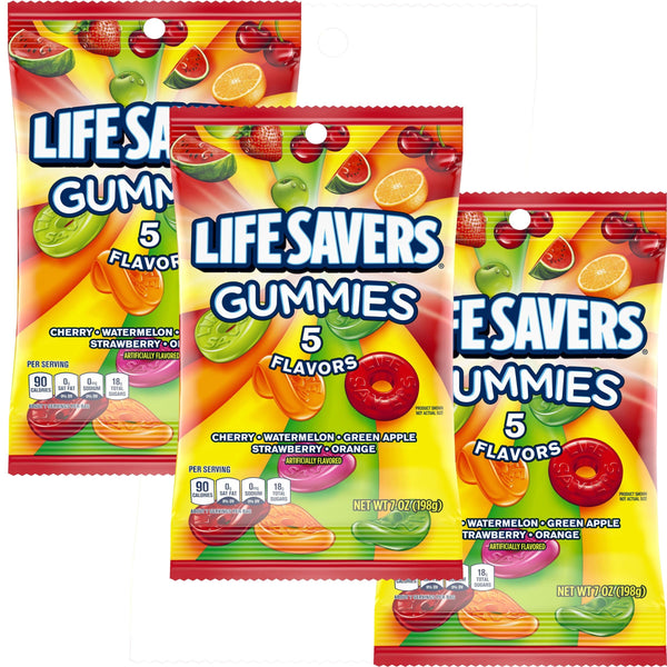 Lifesaver Gummies 5 Flavors, 7oz Gummy Bag (3 Pack)