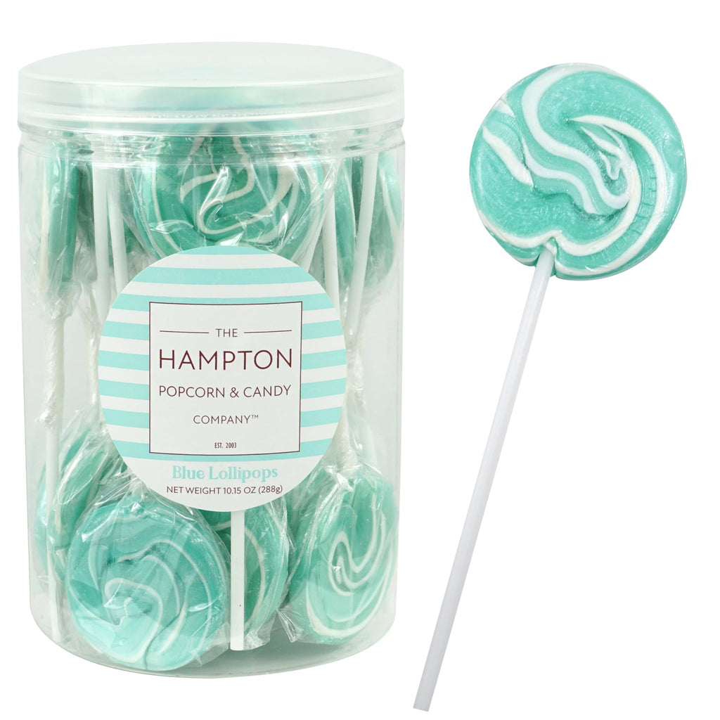 Aqua Light Blue Swirl Lollipops, 24 Pack