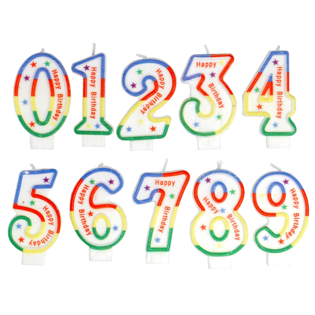0-9 Number Candles, 10 Pack
