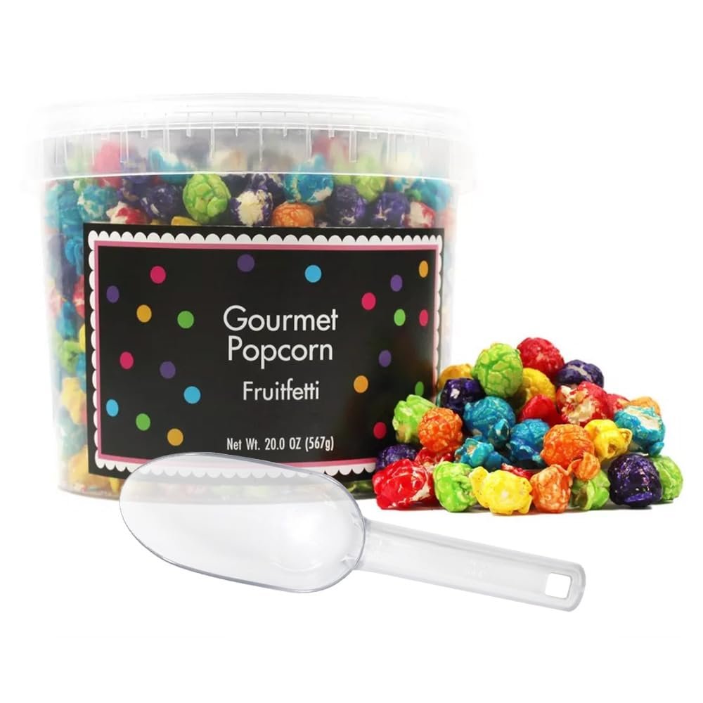 Rainbow Popcorn Bucket with Scoop, 20 Ounce, Fruitfetti Flavored Popcorn