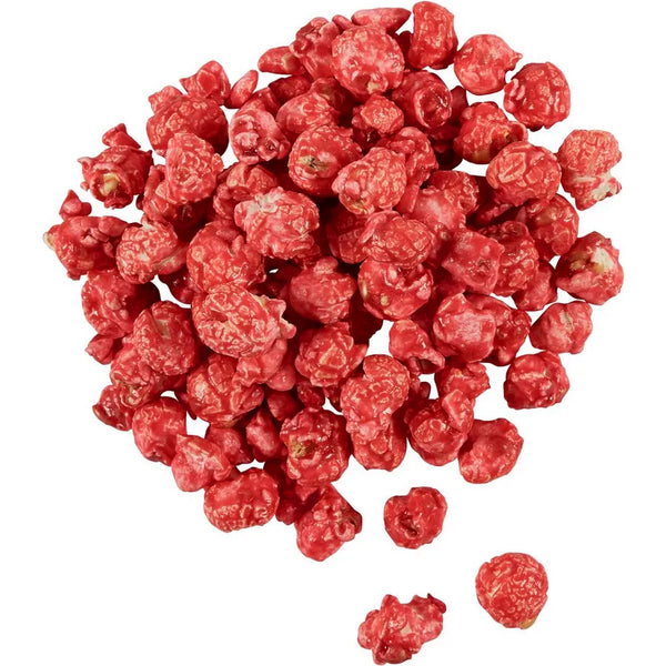 Red Popcorn Bucket with Scoop, 20 Ounce, Strawberry Flavored Popcorn