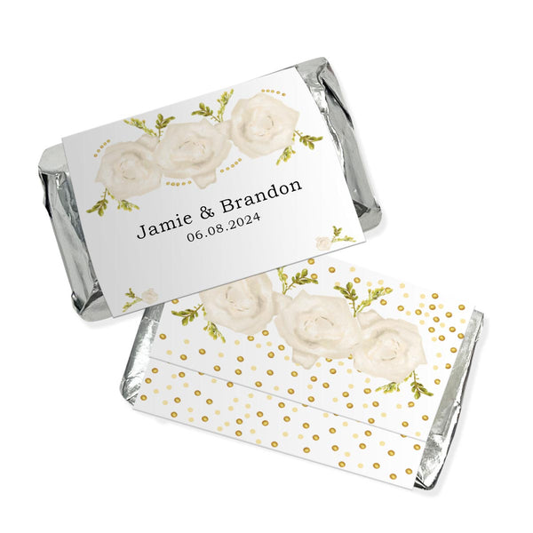 Personalized White Floral Hershey's Miniatures Chocolate Candy Bars - 75 Pieces