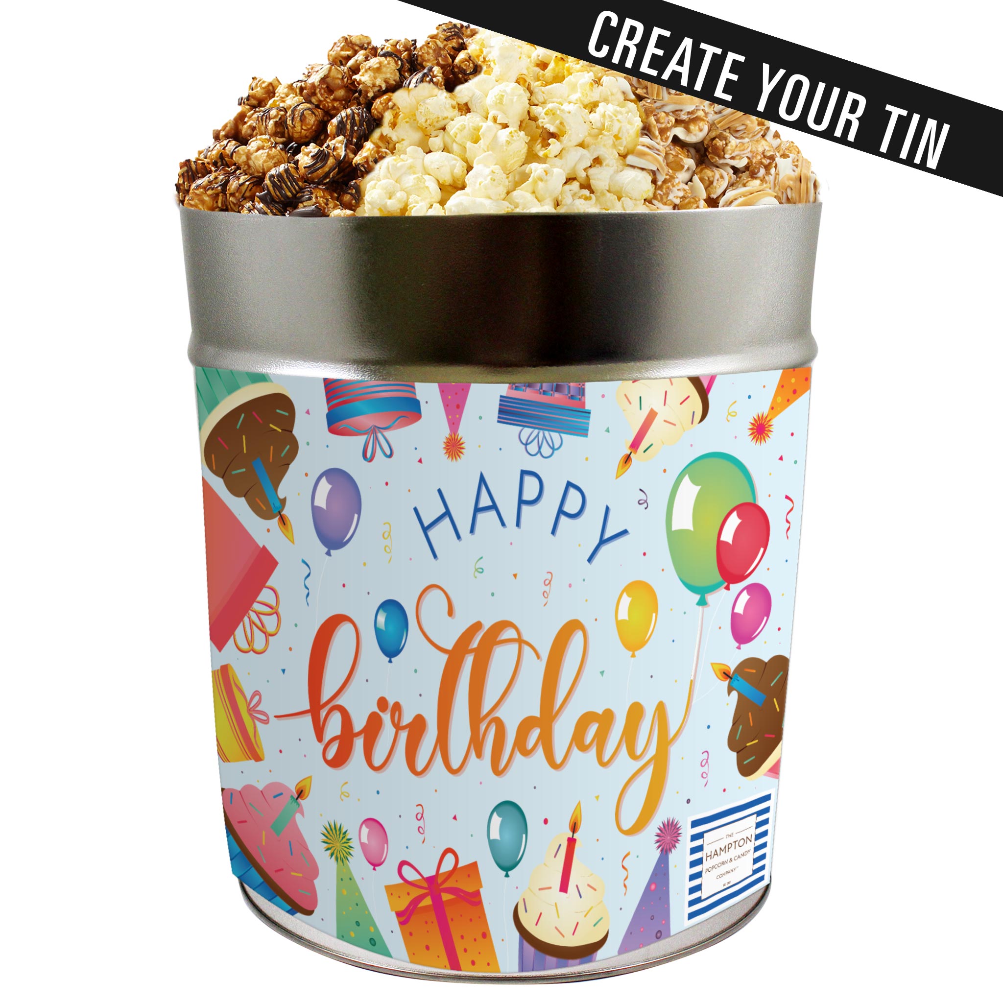 Build Your Own Popcorn Tin Pick Your Popcorn Flavors Hampton Popcorn