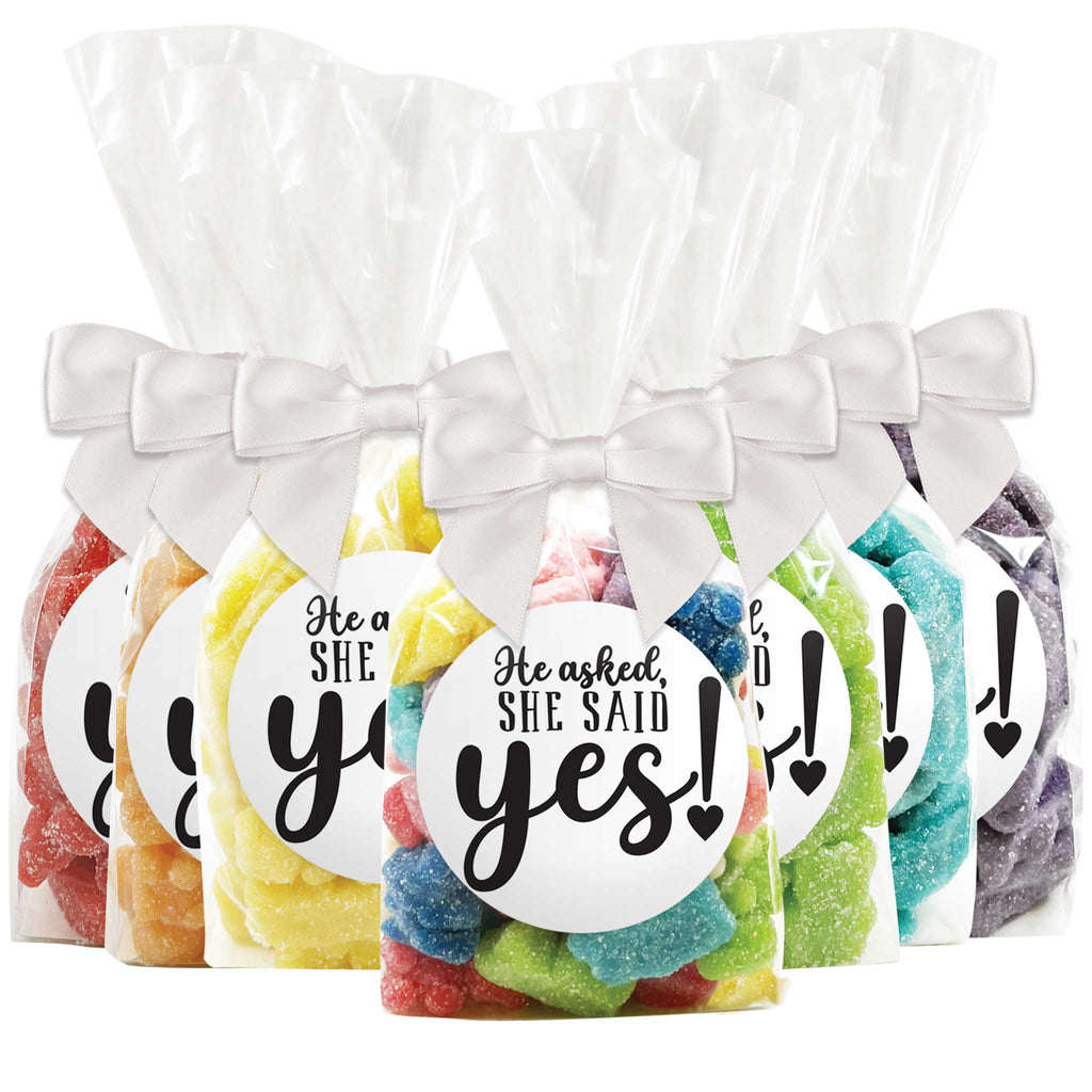 "He Asked, She Said Yes" - Engagement / Wedding Gummy Bear Candy Favors - 12 Pack