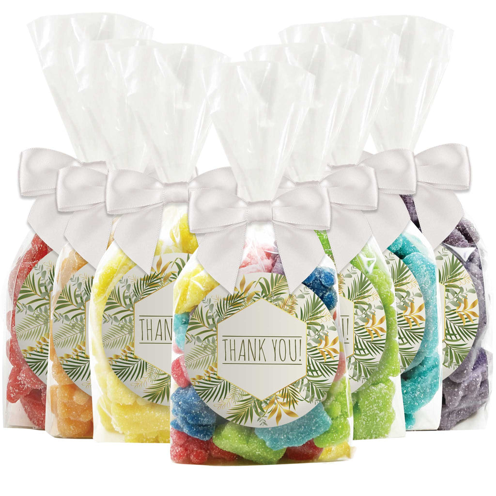 "Thank You" - Green Floral Gummy Bear Candy Favors - 12 Pack