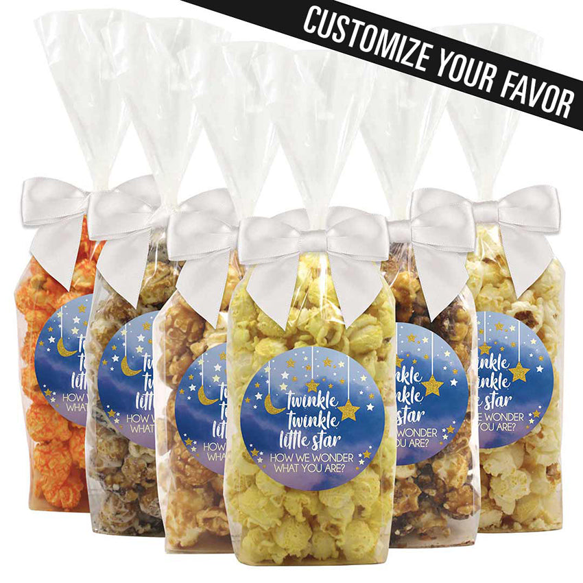 "Twinkle Twinkle Little Star, How We Wonder What You Are?" - Gender Reveal Baby Shower Popcorn Favors - 12 Pack