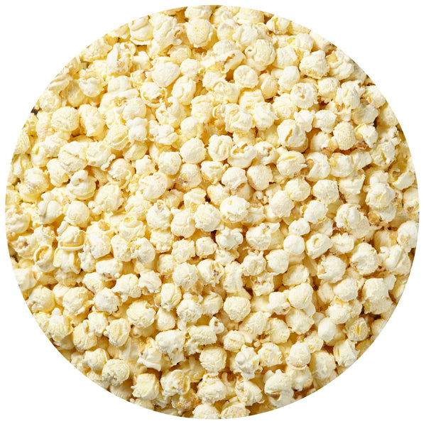 This is a swatch showing white cheddar cheese popcorn.