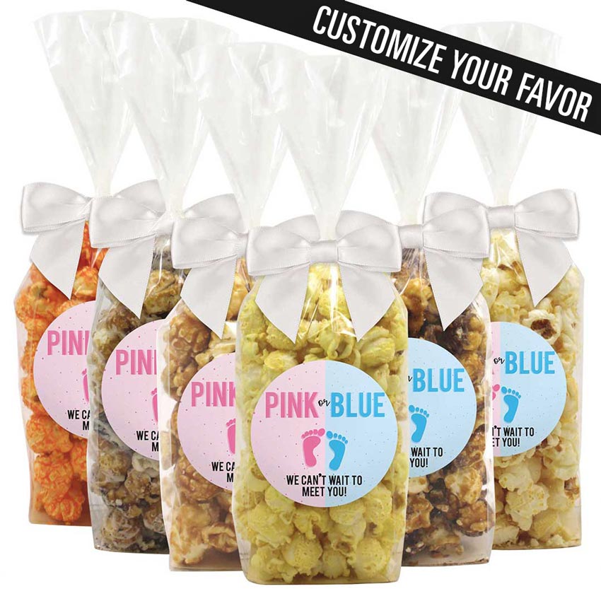"Pink Or Blue, We Can't Wait To Meet You!" - Gender Reveal Baby Shower Popcorn Favors - 12 Pack